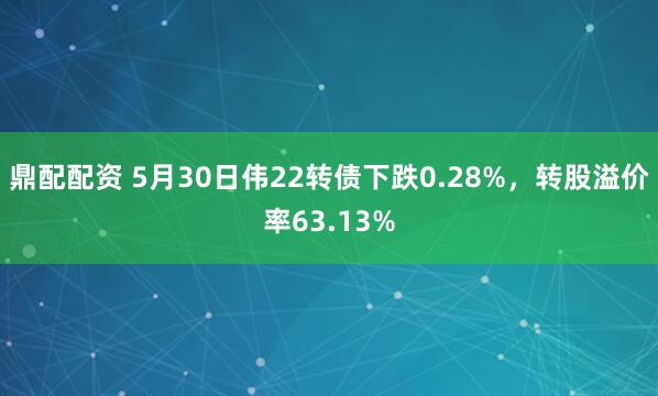 鼎配配资 5月30日伟22转债下跌0.28%，转股溢价率63.13%