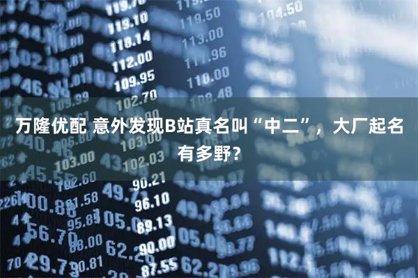 万隆优配 意外发现B站真名叫“中二”，大厂起名有多野？